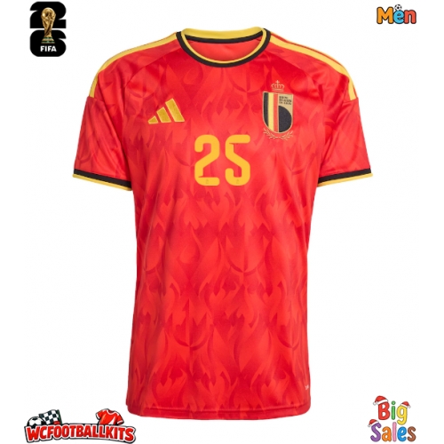 Belgium Nathan Ngoy #25 Replica Home Stadium Shirt World Cup 2026 Short Sleeve